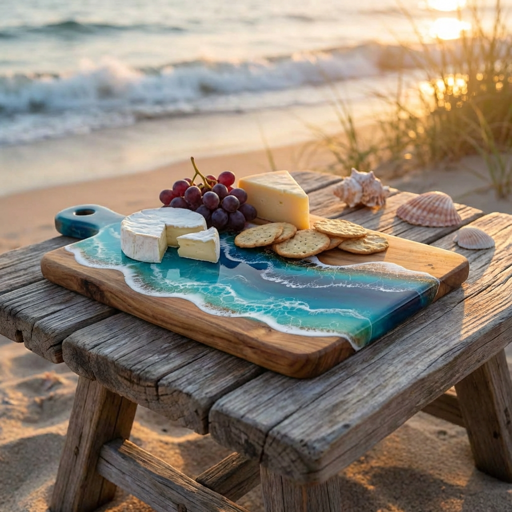 Tagliere in Legno e Resina Stile Oceano