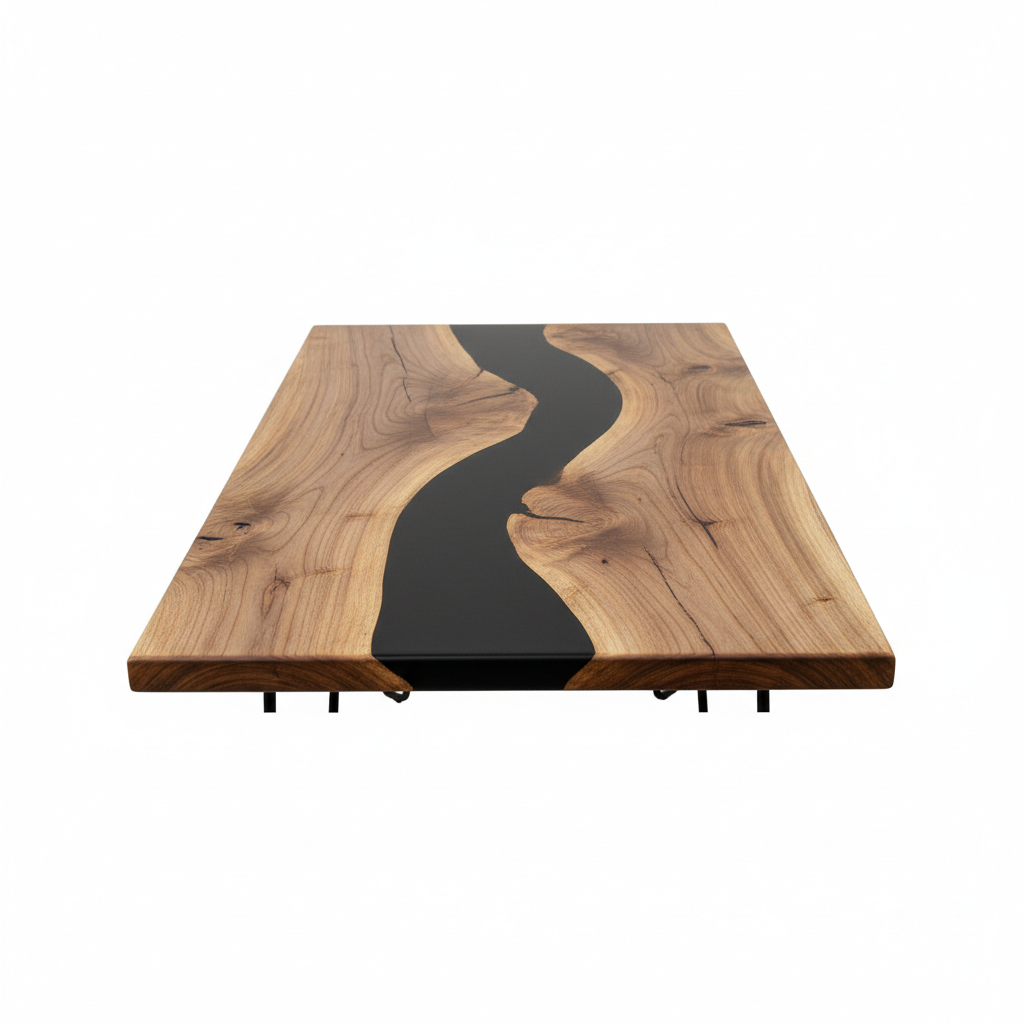 Tavolo in legno e resina nera