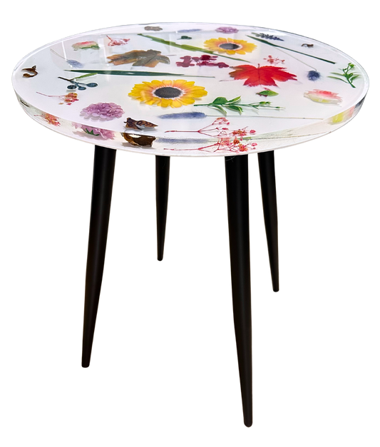 Tavolino in Resina con Fiori Catalizzati